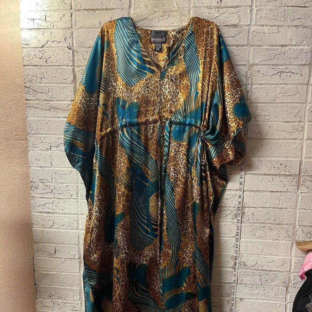 Generation 524 Animal Print Kaftan Dress One Size Flowy Boho Maxi